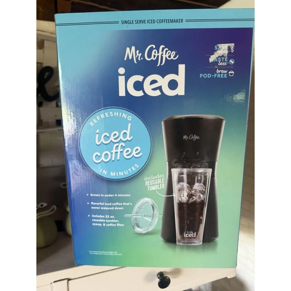 Mr. Coffee Iced Coffee Maker Single Serve 22oz Tumbler Included Brand New